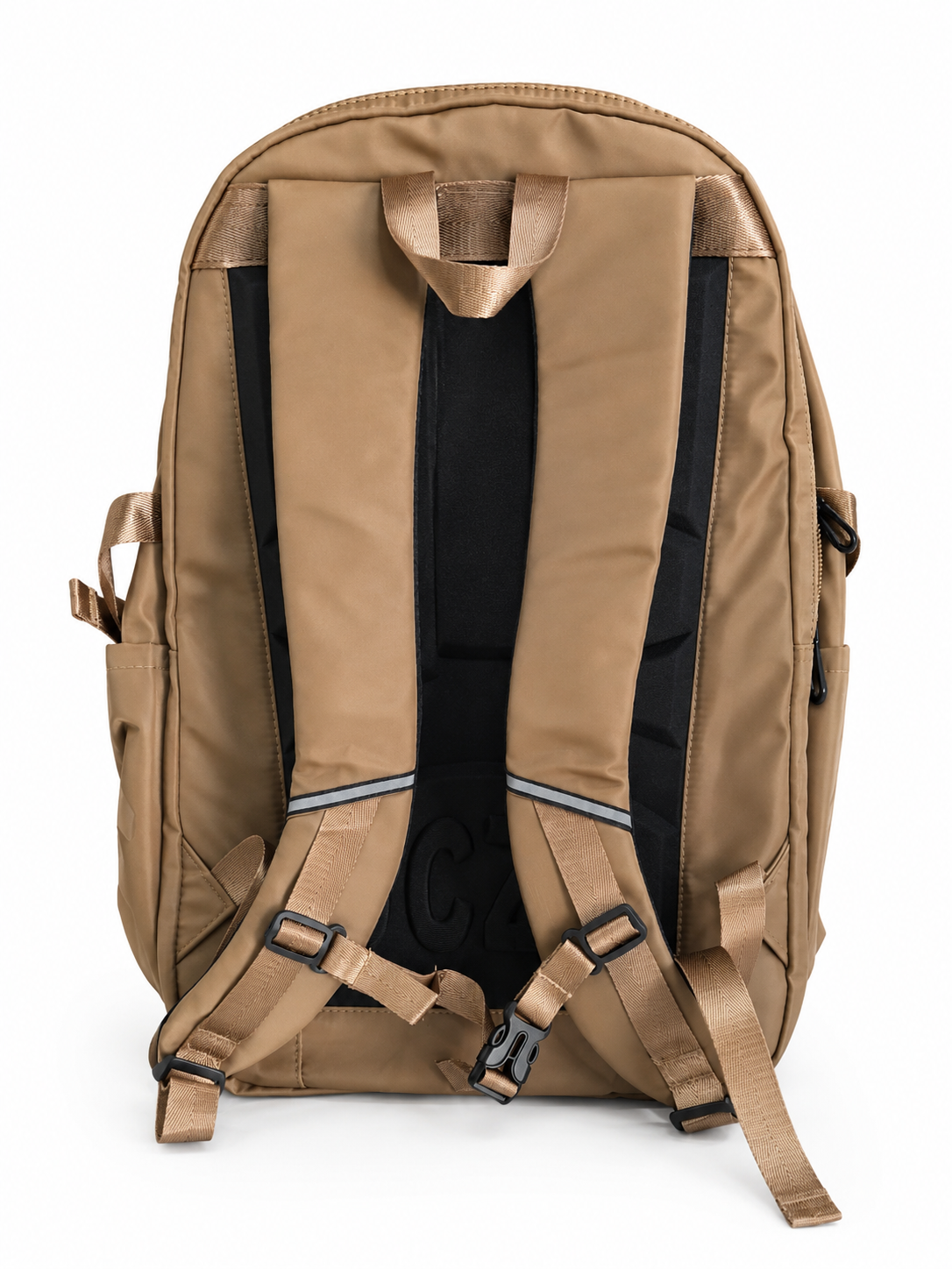 Large 7-Pocket Hard-Shell Backpack – Camel Brown & Cream, 53cm