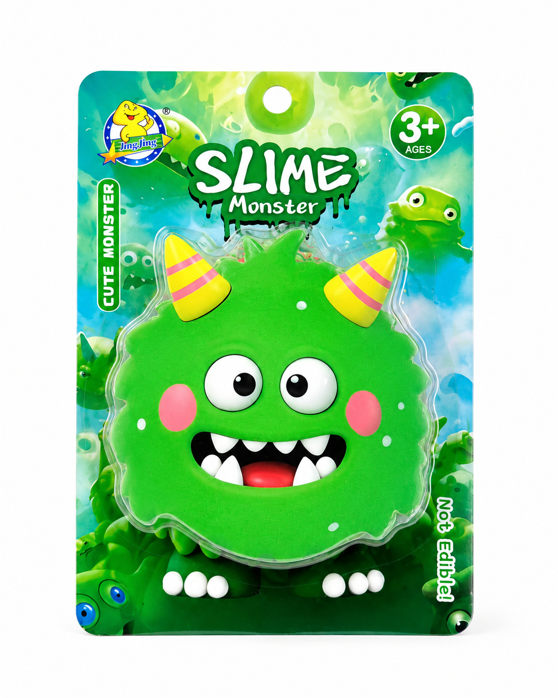 Cute Monster Slime Play Kit – Green Monster Stretchy Slime Toy with Fruit Charms