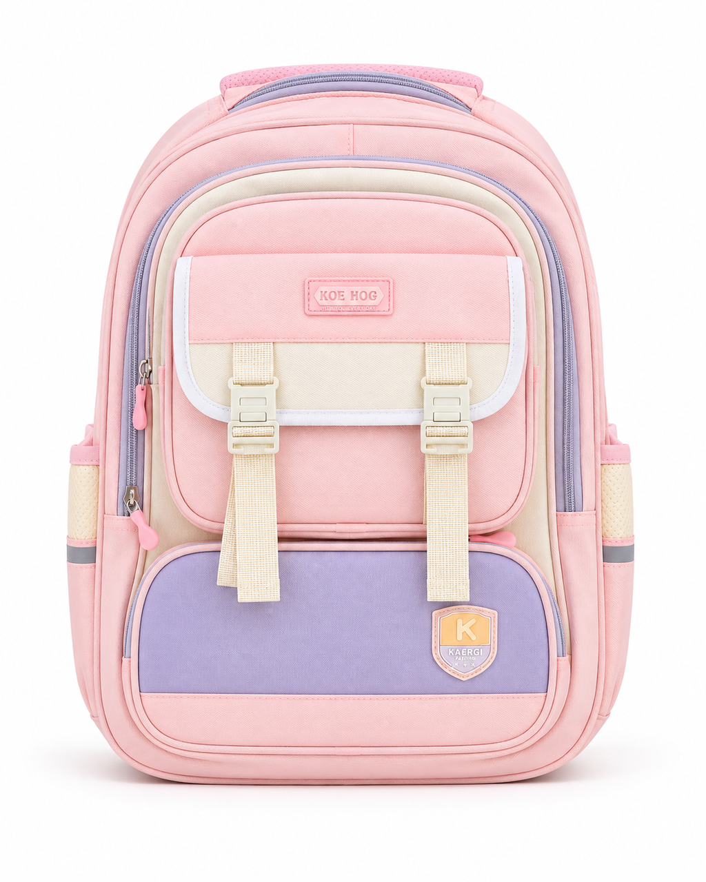 Pastel Pop 6-Pocket School Backpack – Pink & Lilac, 42cm