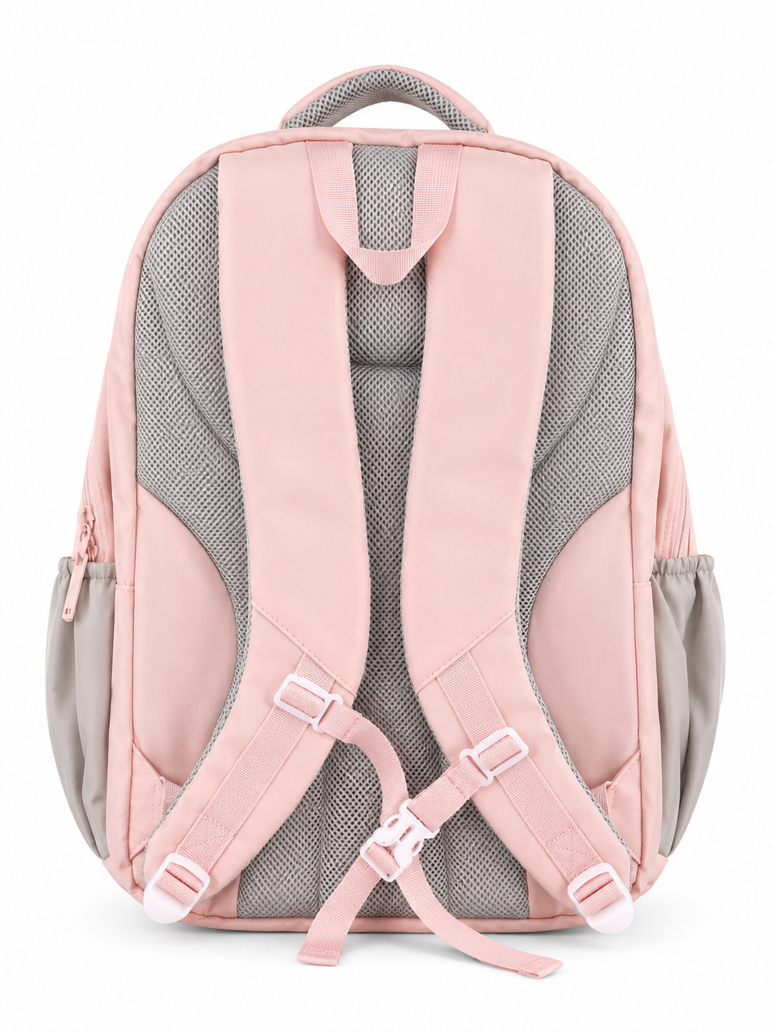 Large 7-Pocket Everyday Backpack with Pom-Pom Charm – Blush Pink, 53cm