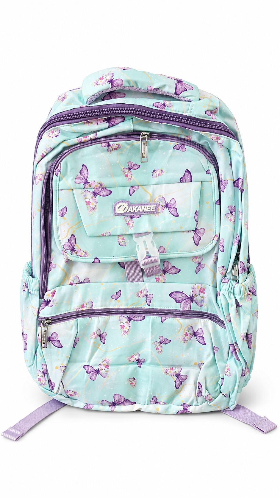 Large 7-Pocket Butterfly Floral Backpack – Mint Green, 53cm