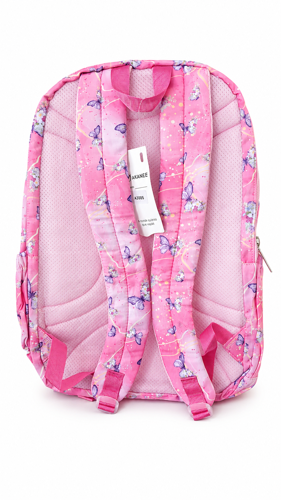 Large 7-Pocket Butterfly Floral Backpack – Pink, 52cm