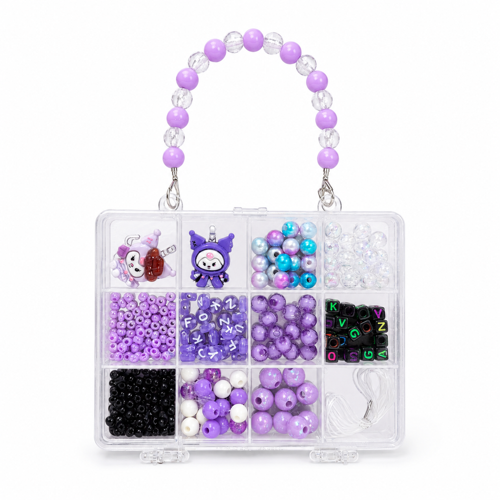 Kuromi Purple DIY Bead Charm Kit – Cute Bracelet & Keychain Making Set