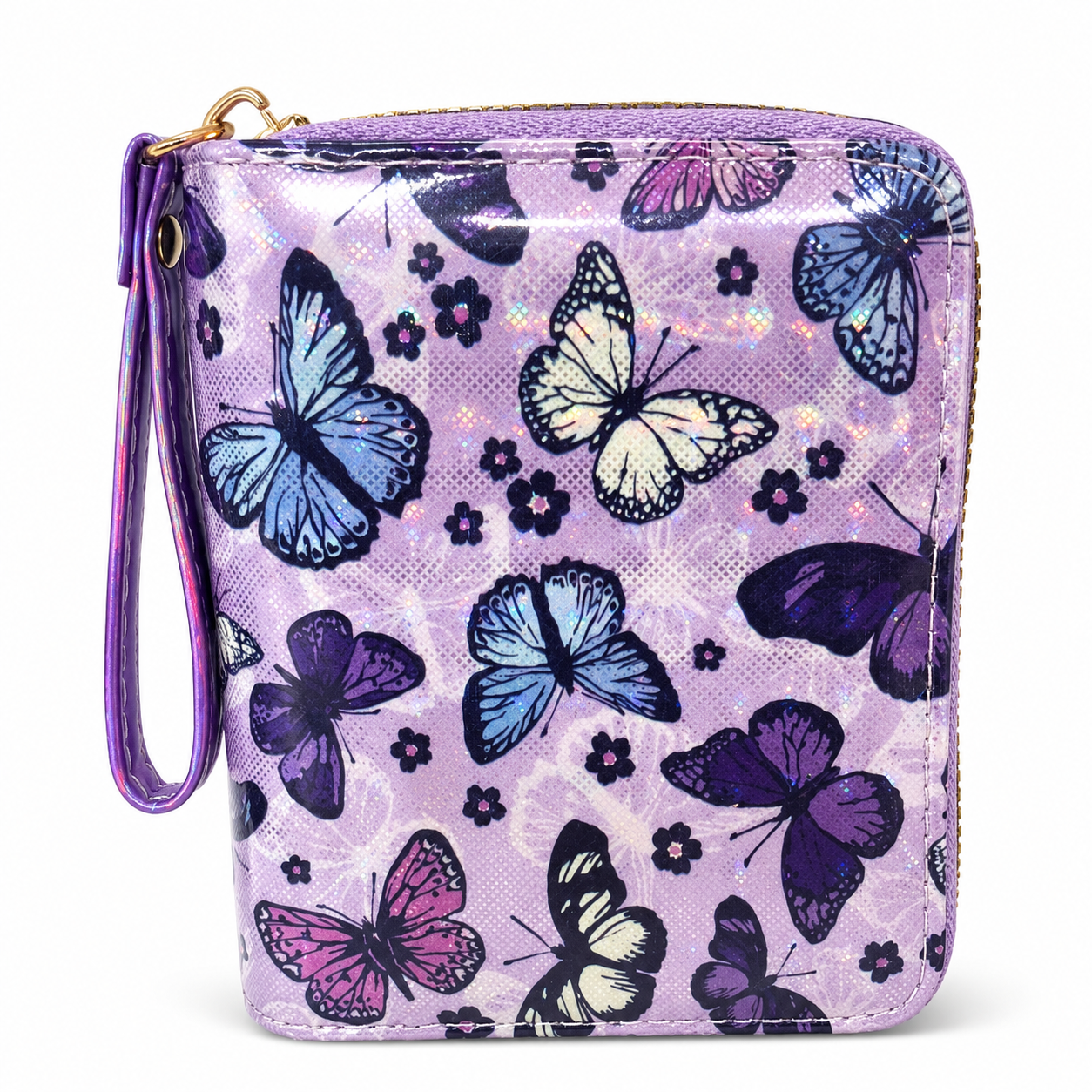 Butterfly Glow Zip Clutch – Compact Card, Cash & Coin Wallet
