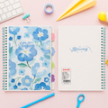 Stunning Blue Floral Spiral Notebook – 21cm x 14cm