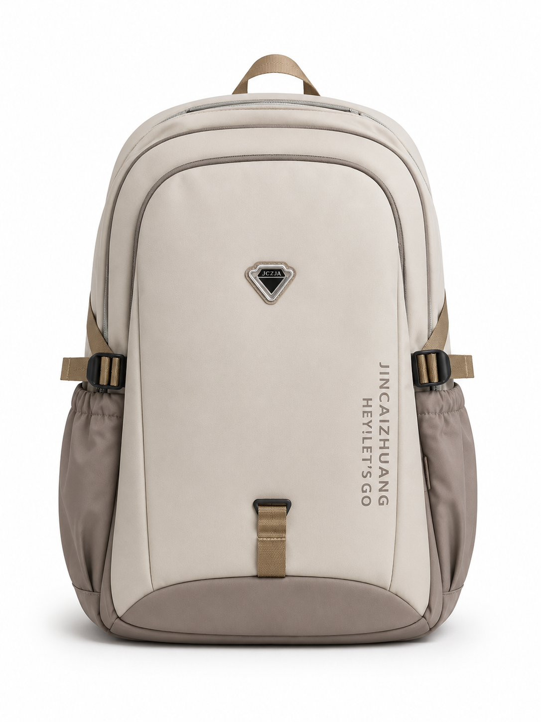 Large 5-Pocket Everyday Backpack – Ivory & Taupe, 52cm