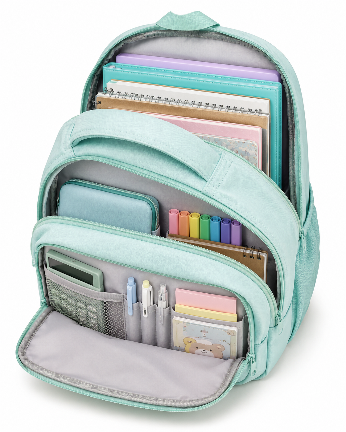 Minty Bunny 8-Pocket School Backpack – 52cm