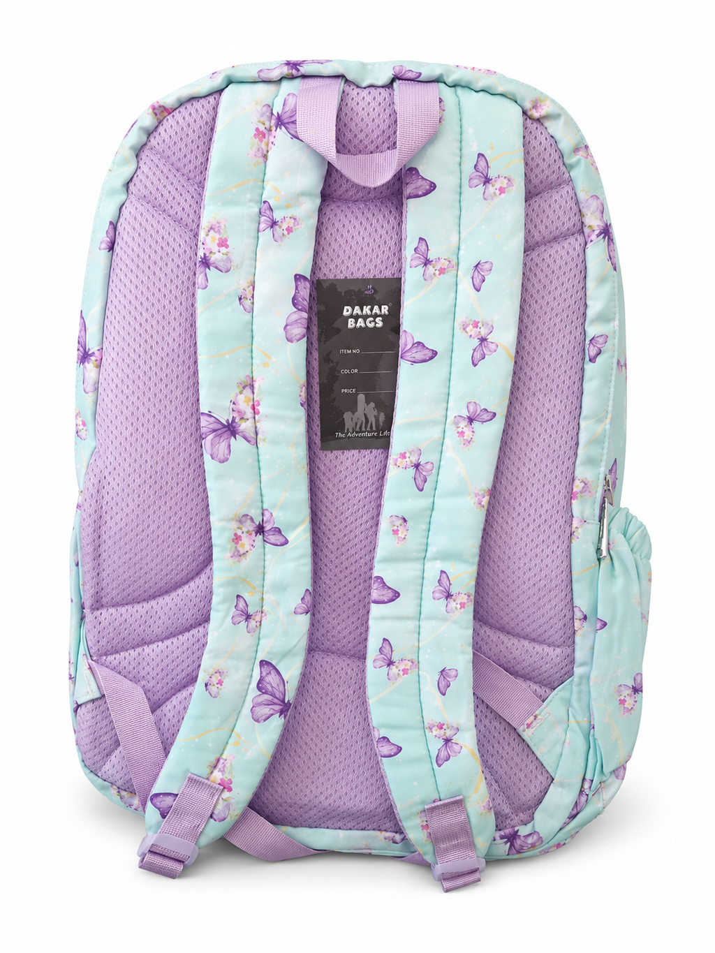 Large 7-Pocket Butterfly Floral Backpack – Mint Green, 53cm