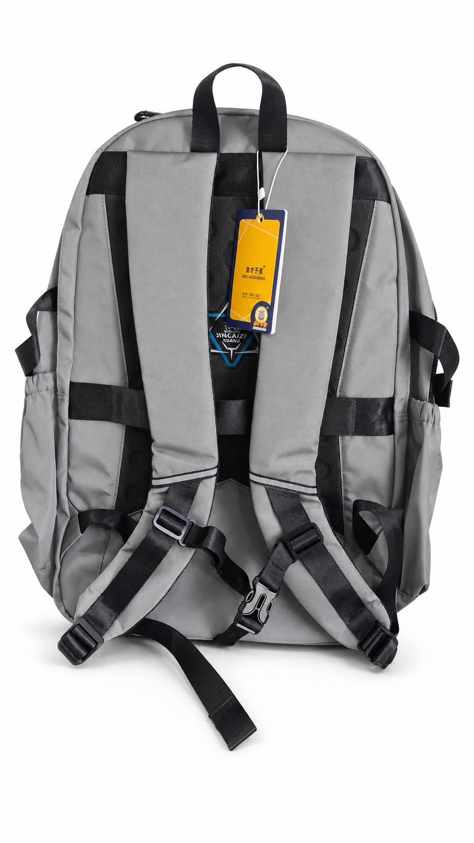 Large 7-Pocket Everyday Backpack – Grey & Black, 50cm