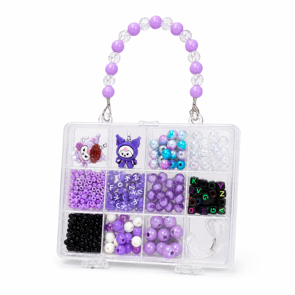 Kuromi Purple DIY Bead Charm Kit – Cute Bracelet & Keychain Making Set