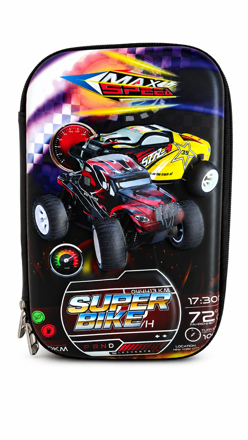 Nitro Rush 3D Hard-Shell Pencil Pouch – Black, 24cm