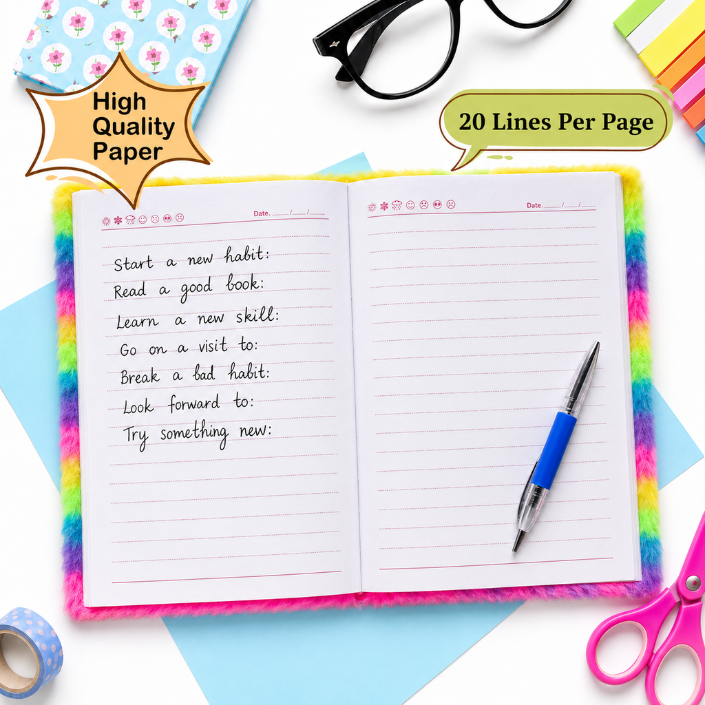 Rainbow Squishy Fuzzy Notebook – 21cm Plush Diary with Berry Squishy Cover