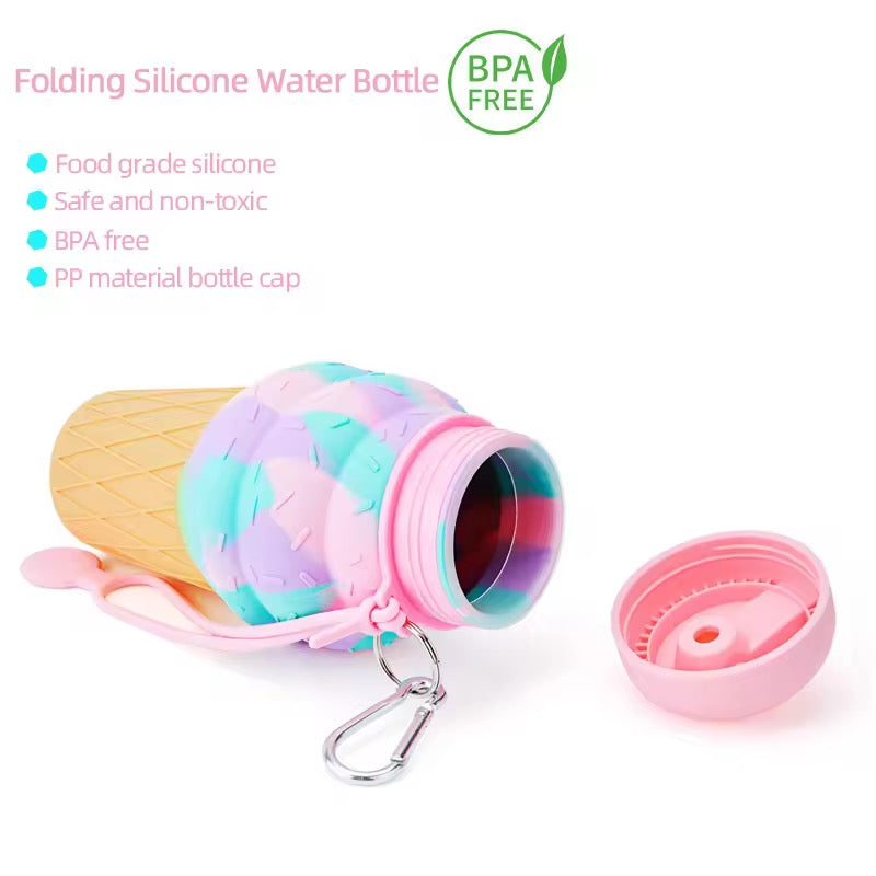 Ice Cream Cone Foldable Water Bottle | Silicone | 500ml