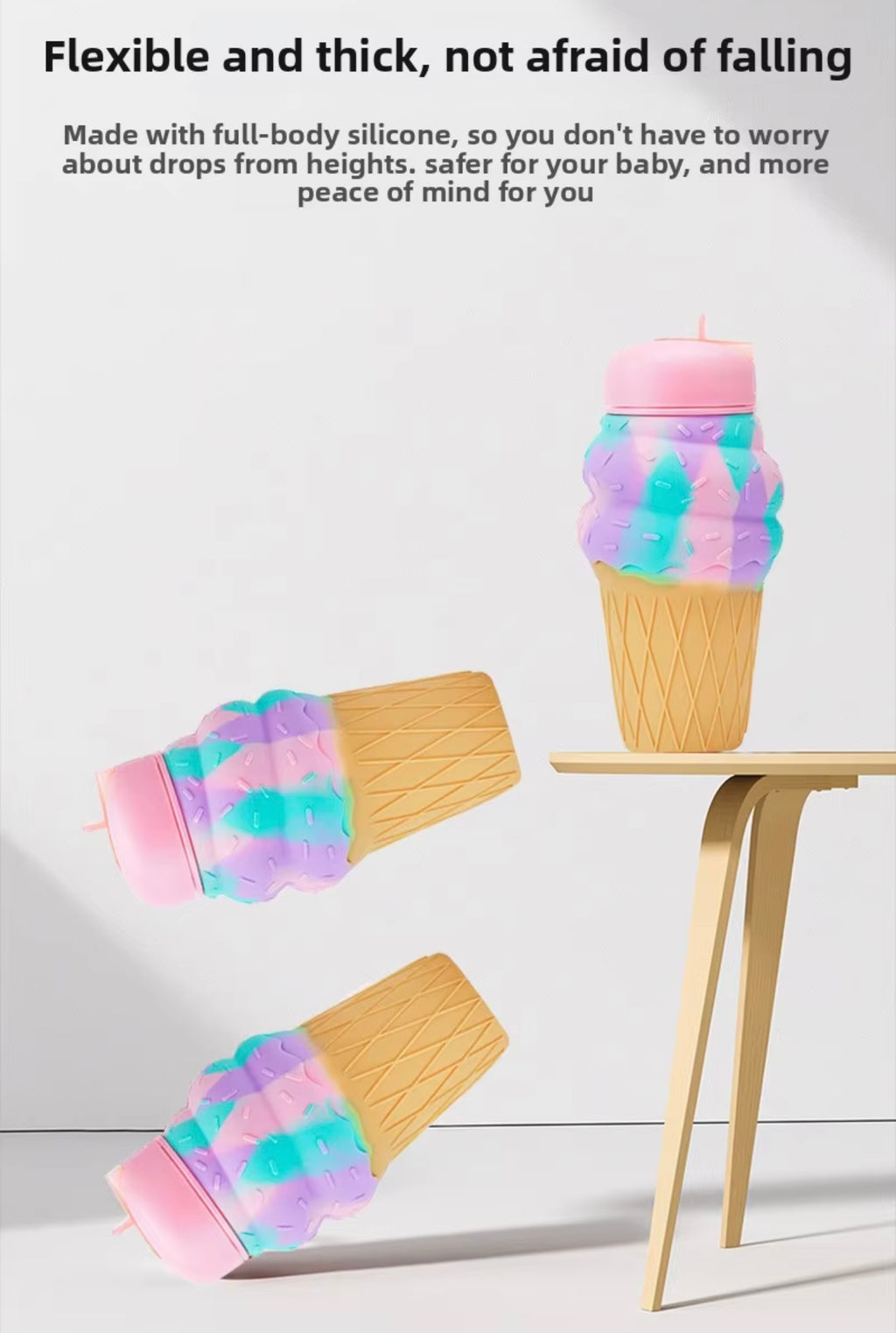 Ice Cream Cone Foldable Water Bottle | Silicone | 500ml