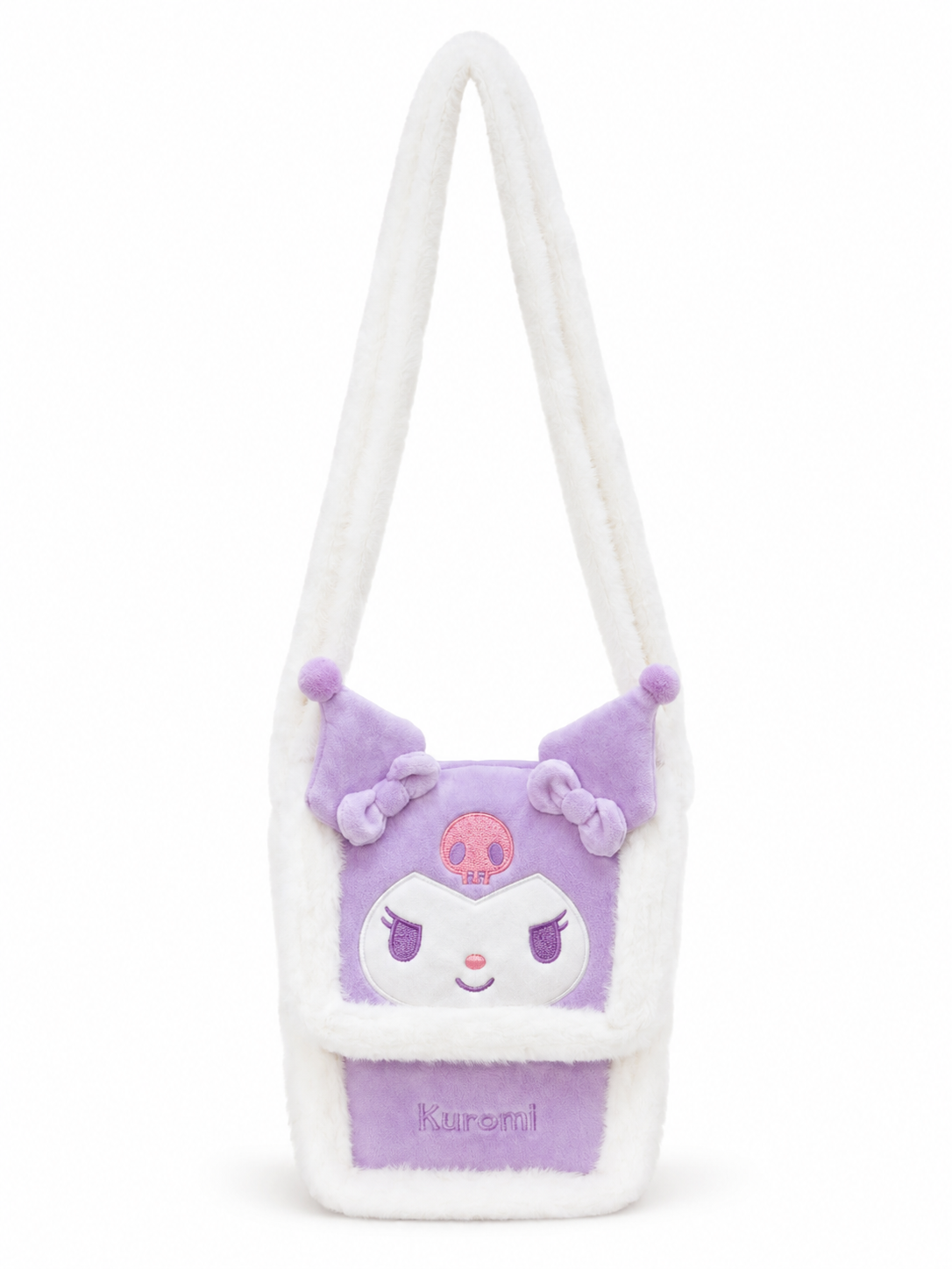 Kuromi Fluffy Crossbody Bag – Purple Plush Mini Shoulder Bag |