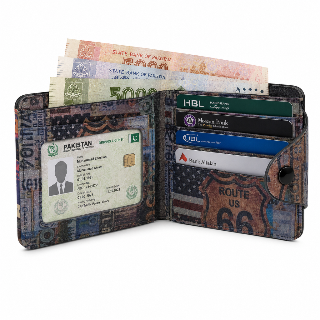 Route 66 Adventure Wallet – Compact Snap Wallet | 12cm x 10cm