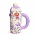 Floral Bow Sipper Bottle – Purple Floral Straw Bottle with Handle