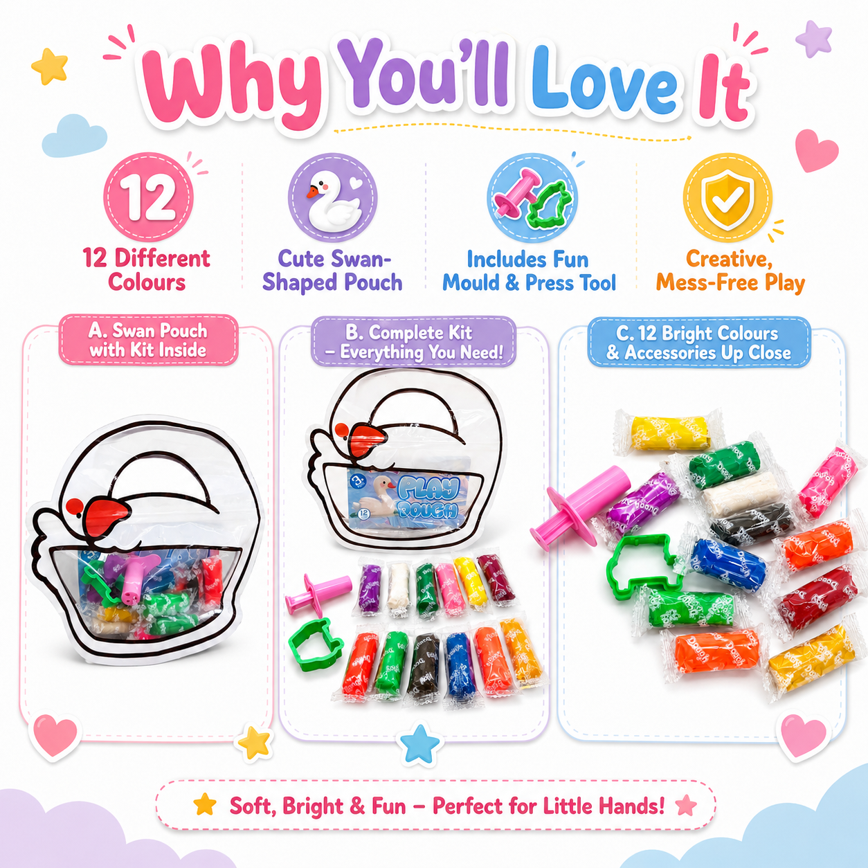 Swan Surprise Slime Kit – 12 Colour Creative Play Set for Kids