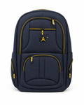 Navy Yellow Edge School Backpack – 7 Pocket Laptop & Books Bag