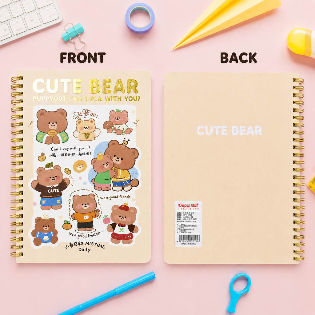 Cute Bear Spiral Notebook – Kawaii Bear Journal