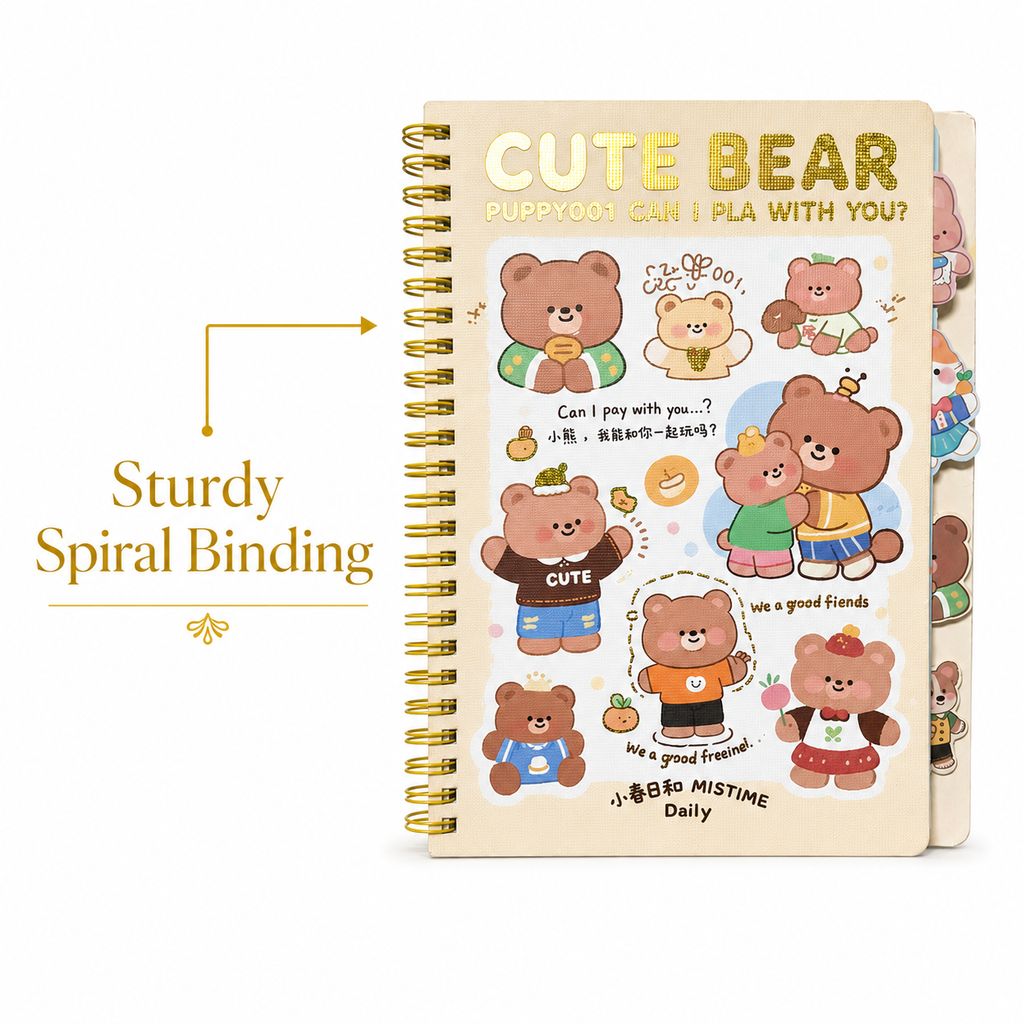 Cute Bear Spiral Notebook – Kawaii Bear Journal