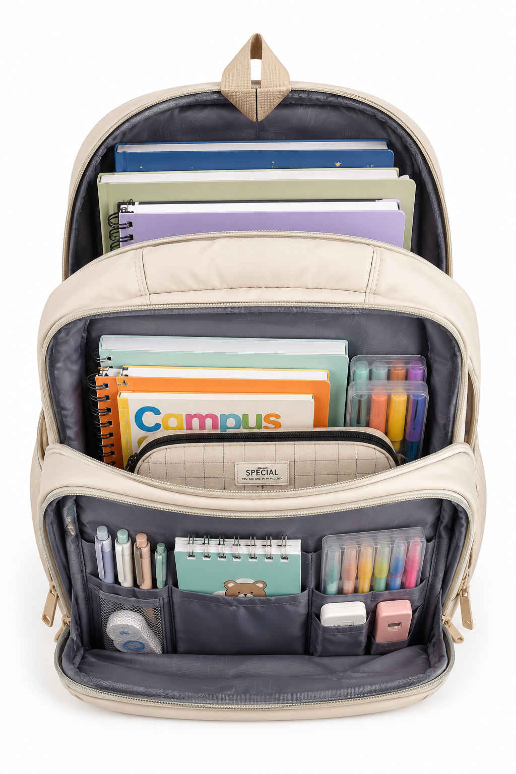 Urban Axis 7-Pocket Everyday Backpack – Grey & Black, 52cm