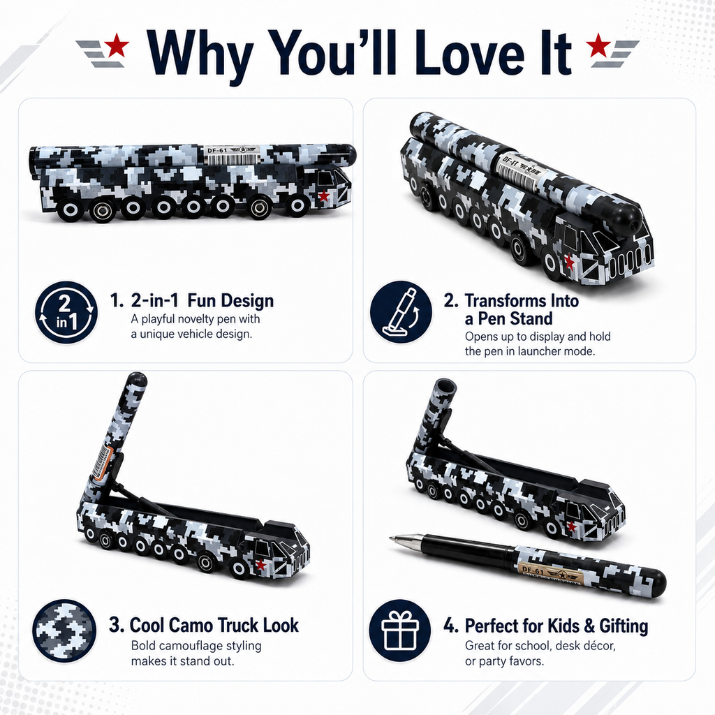 Camo Commander Truck Pen – 2-in-1 Military Truck Novelty Pen
