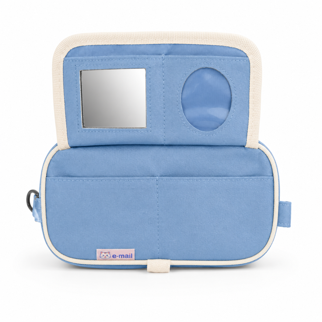 E-Mail Cat Pencil Case – Blue Multi-Pocket Stationery Organizer