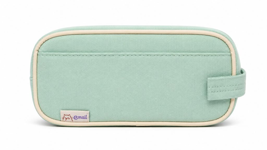 Mint E-Mail Cat Pencil Case – Cute Multi-Pocket Stationery Organizer