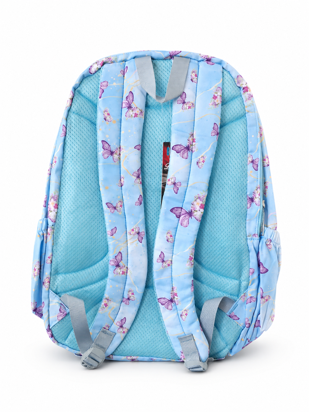 Large 7-Pocket Butterfly Floral Backpack – Sky Blue, 50cm