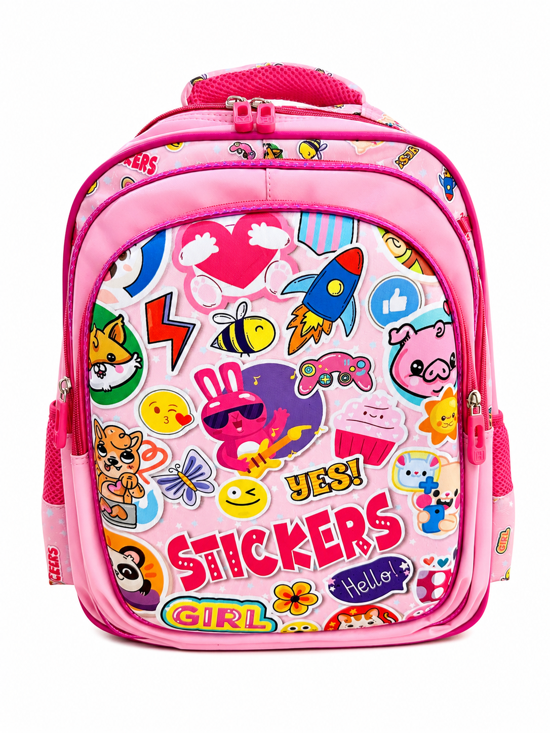 Stickers Girl School Backpack Set – 3 Piece (Backpack, Lunch Bag & Pencil Pouch) – 16 Inches