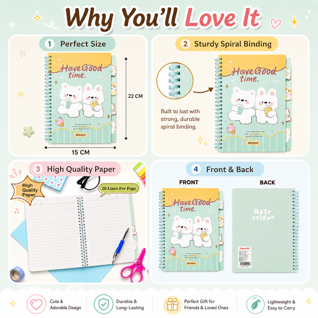 Good Time Bunny Spiral Notebook – Cute Bunny Journal