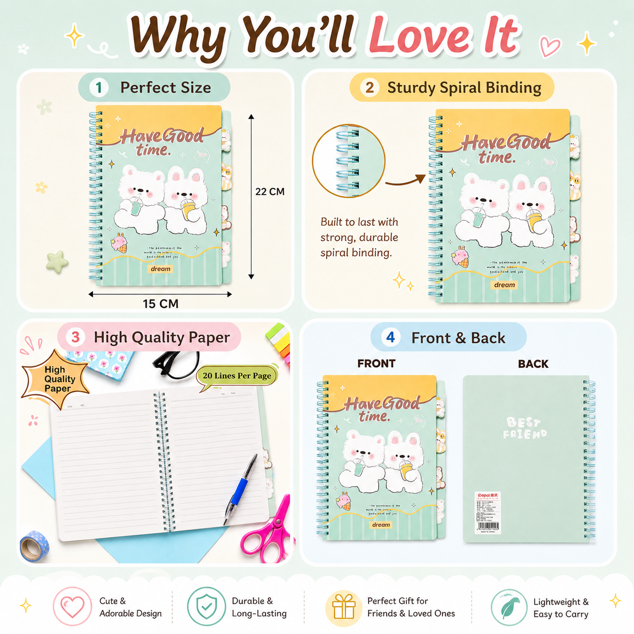 Good Time Bunny Spiral Notebook – Cute Bunny Journal