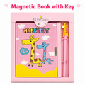 Happy Day Giraffe Magnetic Notebook with Key – Cute Secret Diary Set