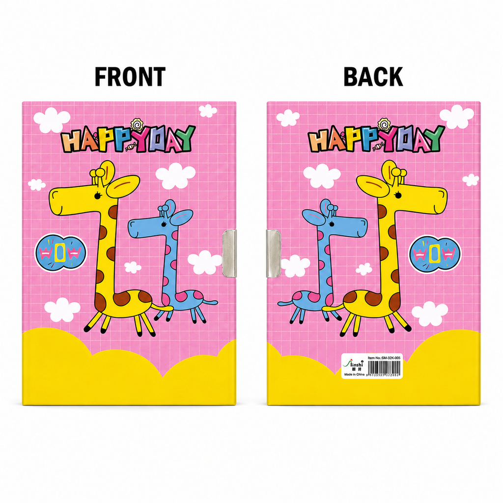 Happy Day Giraffe Magnetic Notebook with Key – Cute Secret Diary Set