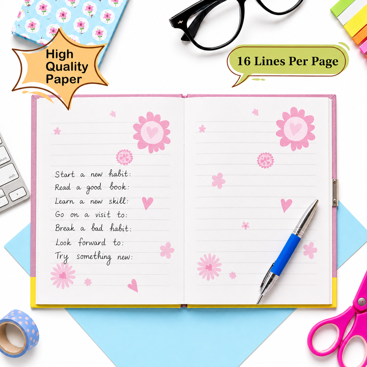 Happy Day Giraffe Magnetic Notebook with Key – Cute Secret Diary Set