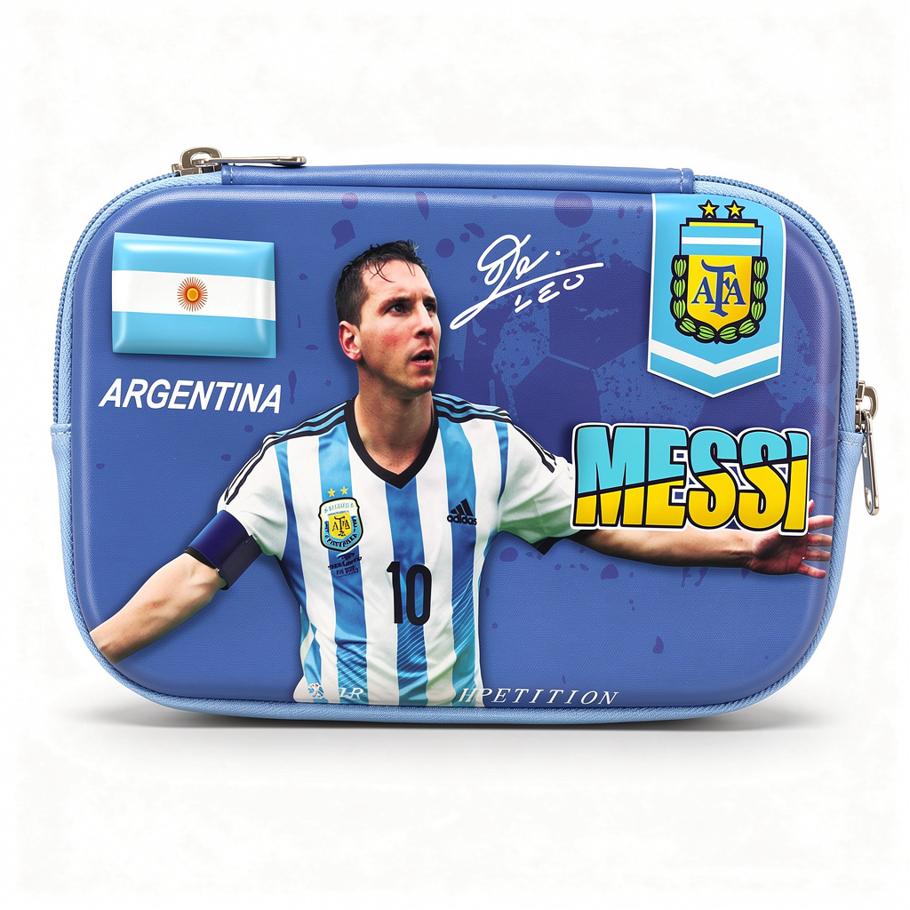 GOAT Mode Messi Hard-Shell Pencil Case – Blue, 24cm