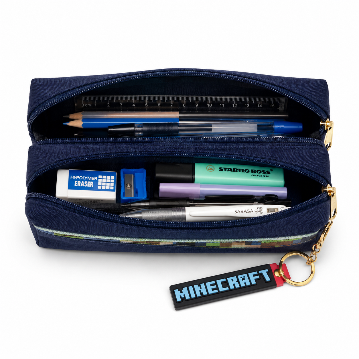 Minecraft Adventure Pencil Case – Dual-Zip Stationery Organizer
