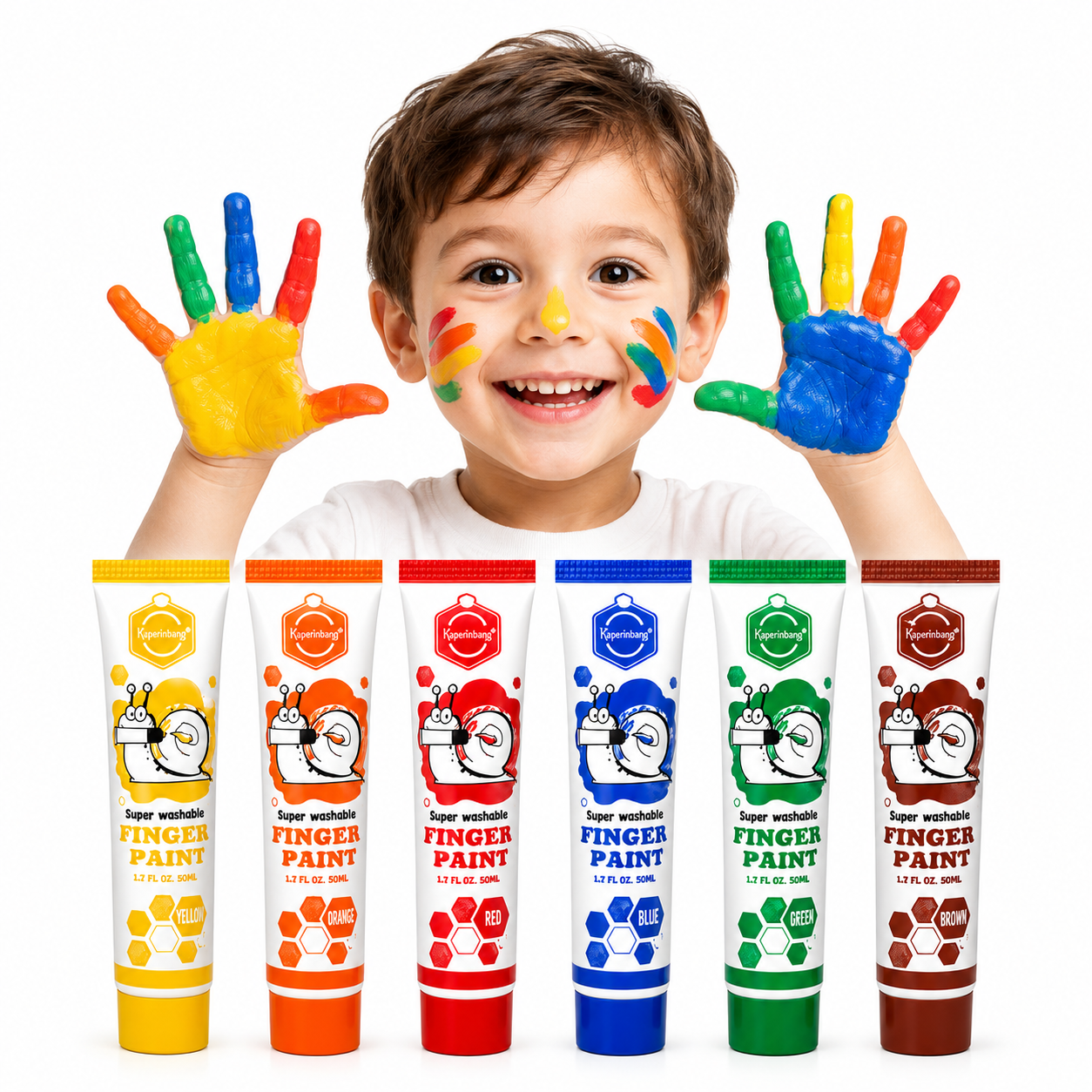 Little Artist Washable Finger Paint Set – 6 Colours Kids Paint Kit
