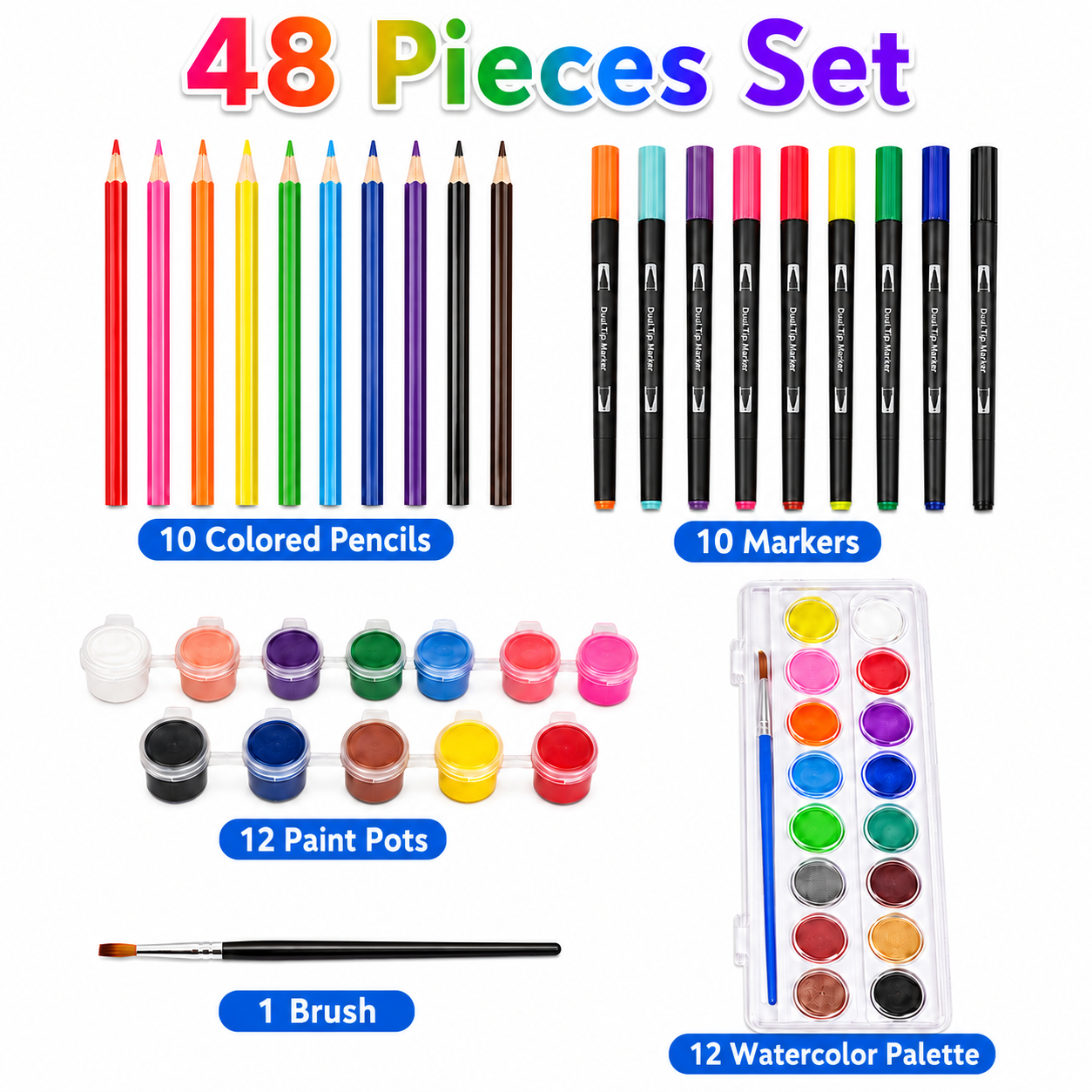 Space Explorer 48-Piece Kids Art Pouch Set