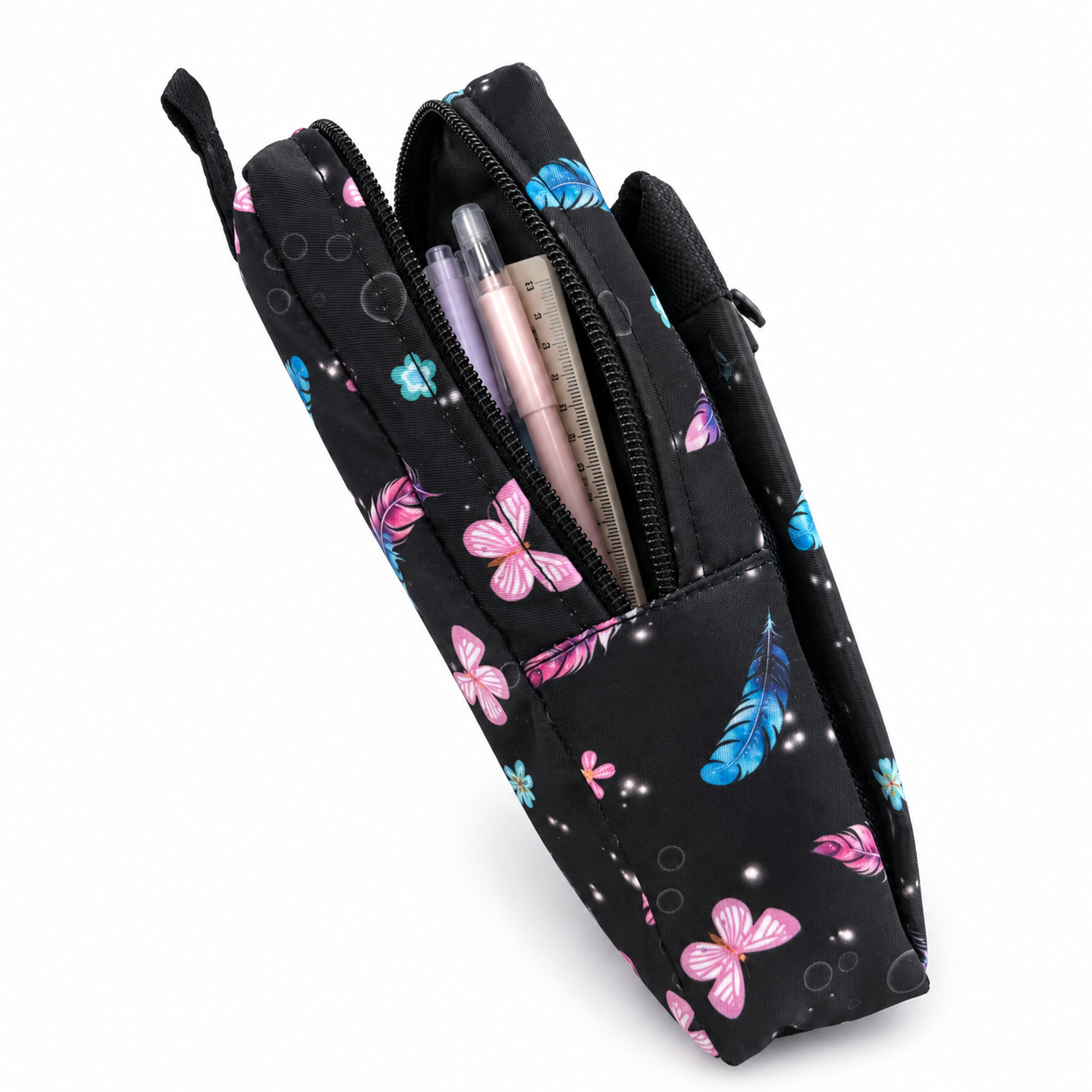 Black Floral Pouch | 21cm